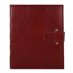 Red/Coffee PU leather cover photo album with strap 50 pages book bound photo album Self dry mount sheet diy family photo albums