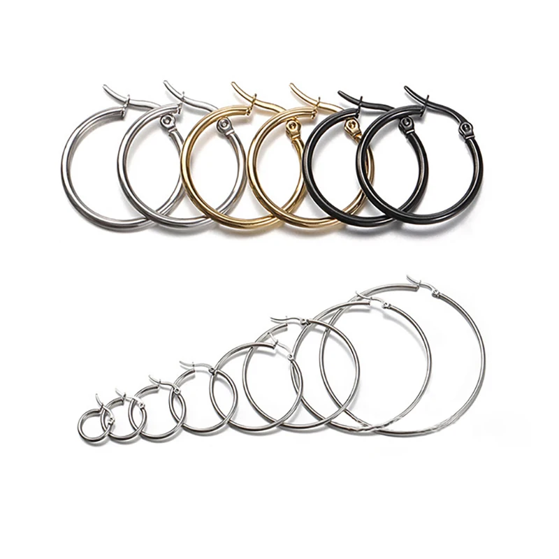 PVD Plated 316 Surgical Large Stainless Steel Hoop Earrings 8cm to 10cm Big Water Proof Stainless Steel hoop Earrings