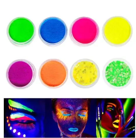 Neon Powder Pigments Eyeshadow Palette Bright Eye Shadow Palette Fluorescent Matte Mica Dye Luminous Colorant Body Makeup Set