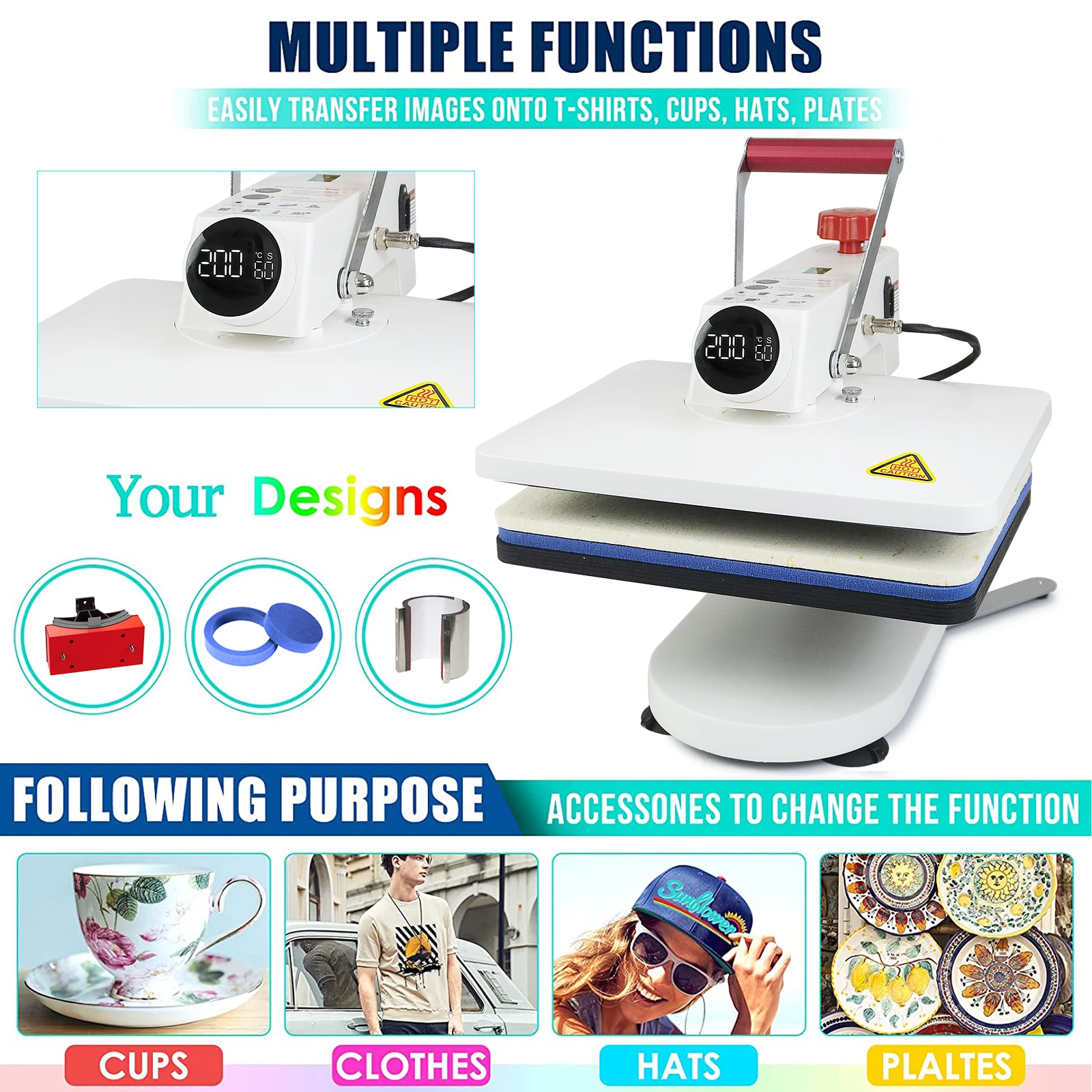 Freesub new arrivals sublimation tshirt heat press machine 5 in 1 heat press machines for t-shirt clothes Mug