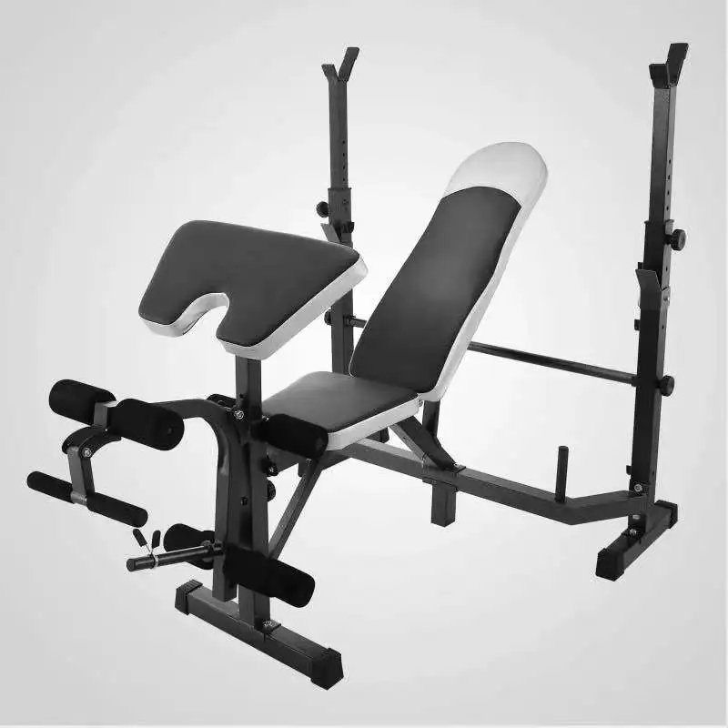 
Functional Trainer Sports Exercise Machine Fitness Gym Equipment Multi Adjustable Bench with Barbell Rack 