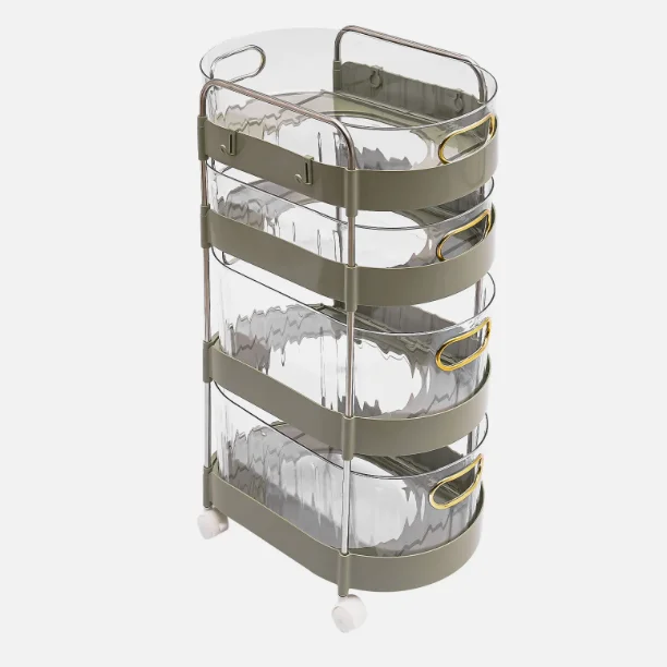 Green 4-Layer Movable Cosmetics Storage Rack Household Drawer Style Snack And Beverage Display Rack