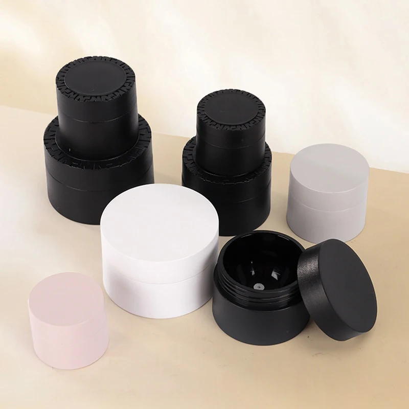 5g 10g 20g 30g 50g wholesale empty Round shape black nail gel plastic jar Cosmetic double wall Cream plastic jar for nail polish