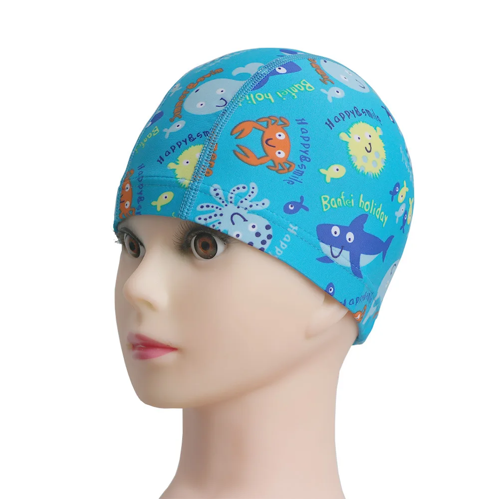 kids funny floral swim cap skin coloured lycra nylon baby swimming cap