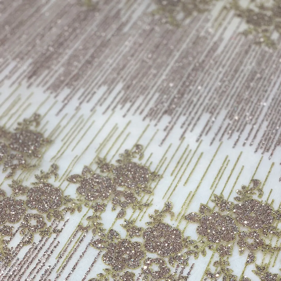 Свадебное платье с блестками, тюль с французскими блестками, приклеенная блестящая ткань цвета розового золота для свадебного платья