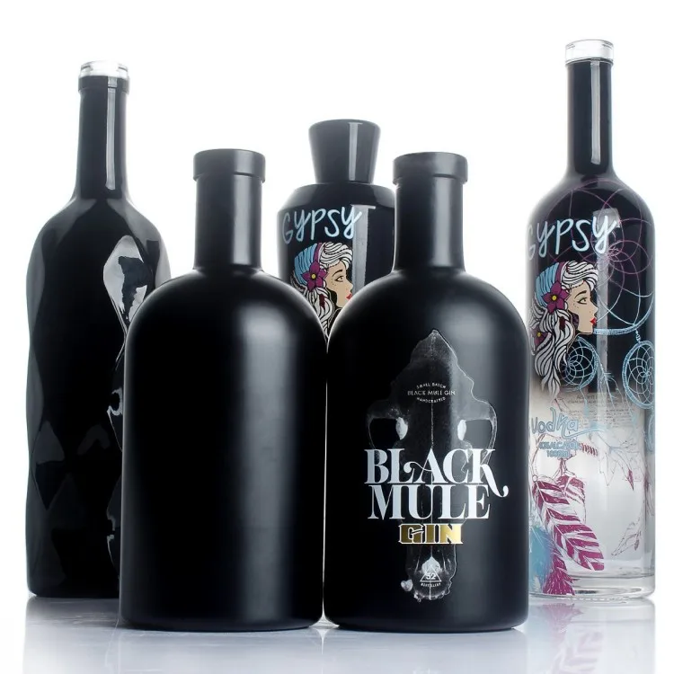 Wholesale 375ml 500ml 750ml:Cooking Oil Sauce Vinegar black matte olive oil bottle glass with cork lid