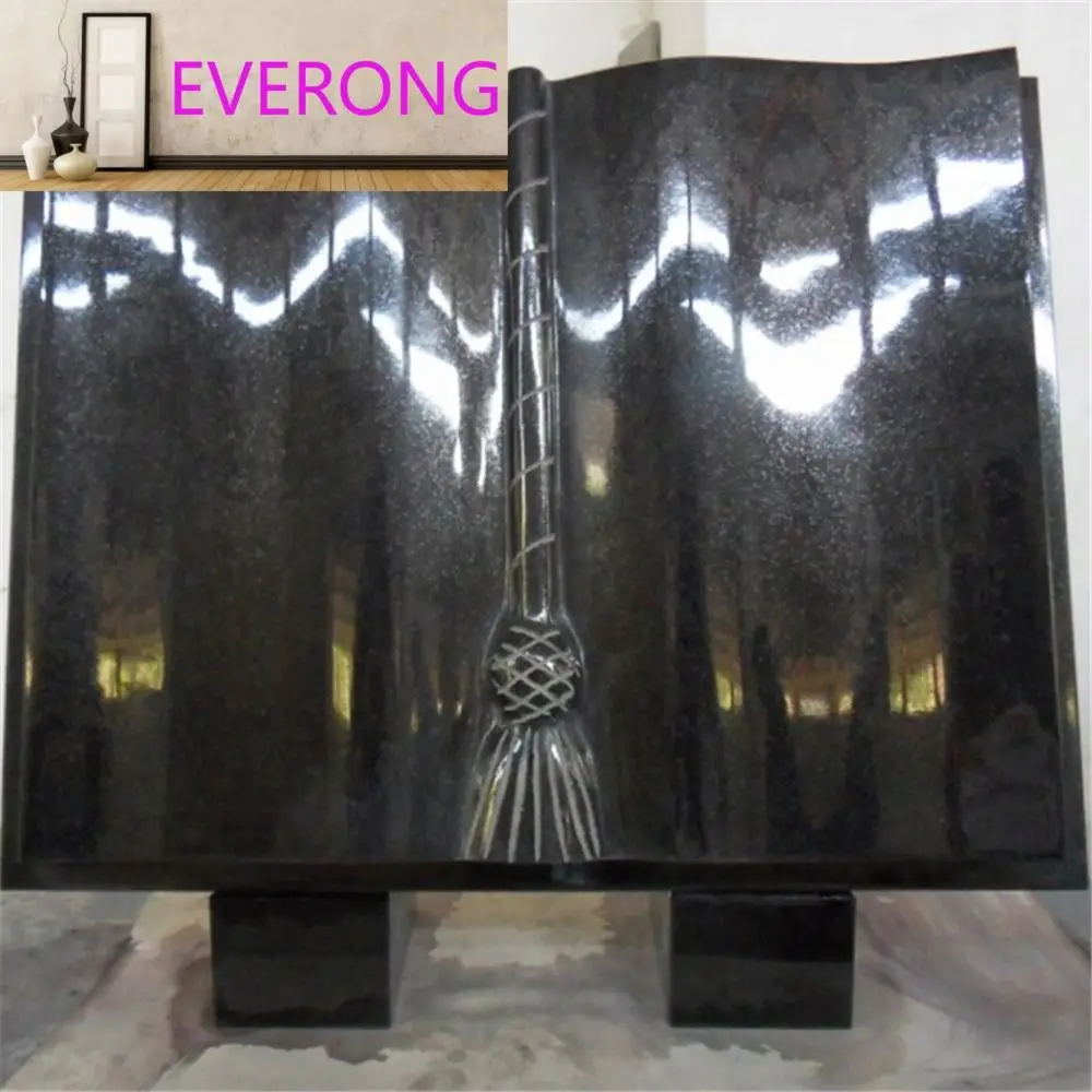 Affordable Black Granite Open Book Shape Tombstones and Monument for Graves Wholesale