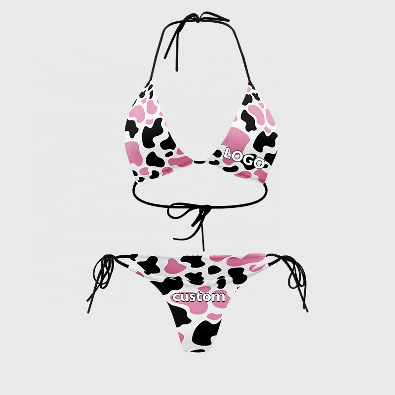 High Quality Customized New Two Piece Cow Printed Bikini Sexy Bikini Swimwear Wholesale Printed Ladies Bikini