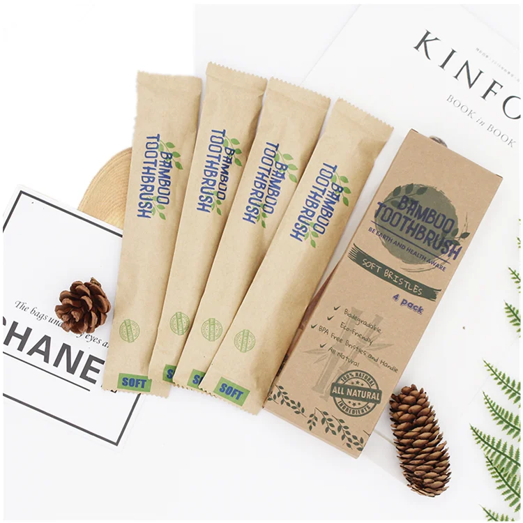Оптовая продажа индивидуальный логотип этикетка биоразлагаемая Экологически чистая не содержит Бисфенол А Бамбуковая зубная щетка с древесным углем