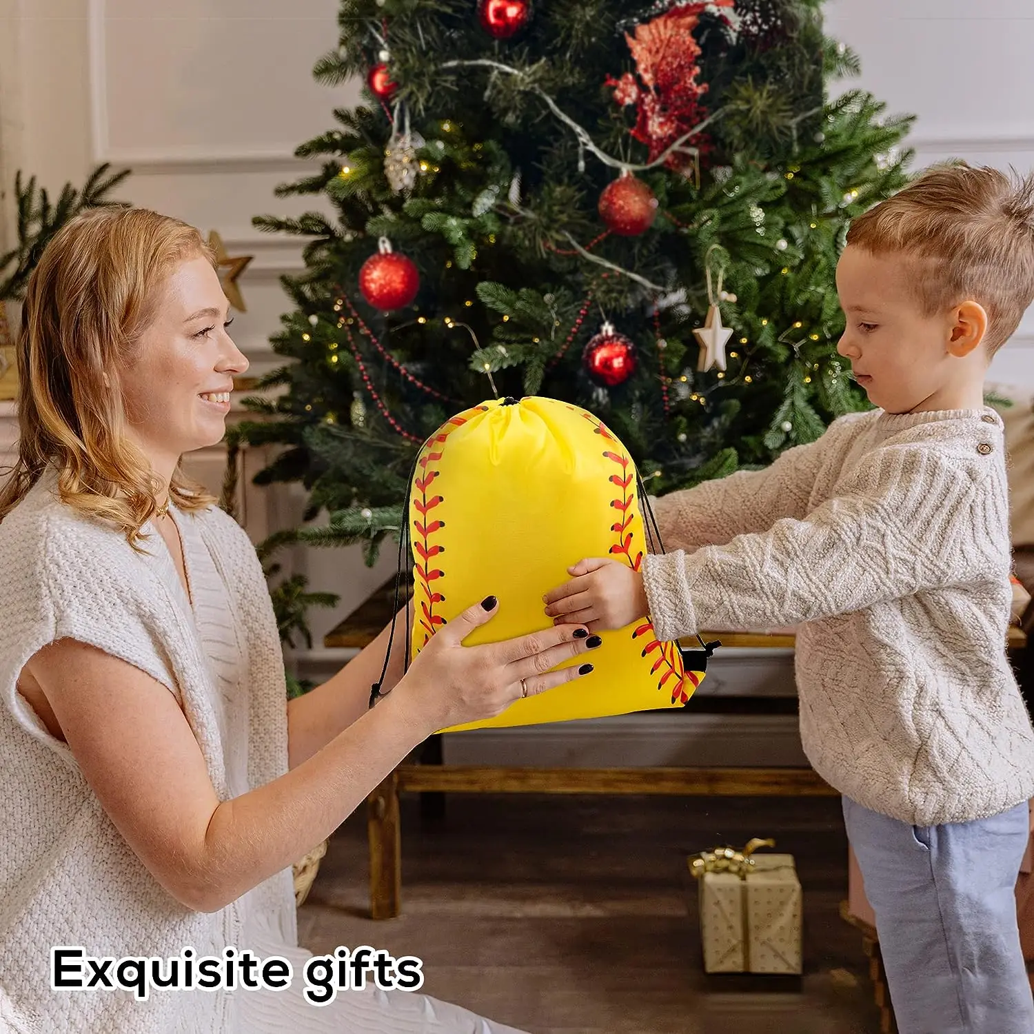 Amazon Wish hot sale baseball pattern Sports Drawstring Backpack Bags for Gym Sports