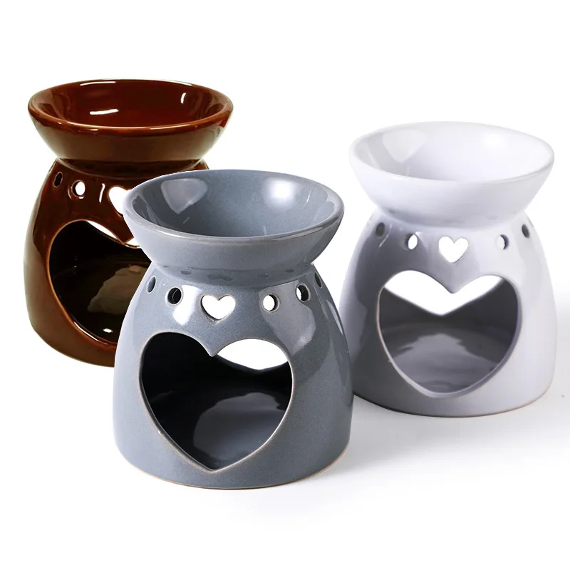 Porcelain Aroma Burner Essential Oil Furnace Mini Candle Holder Solid Color Ceramic Crafts Fragrance Living Room Home Decor