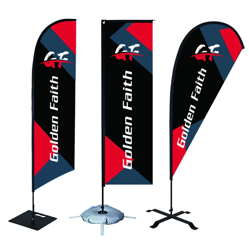 Outdoor Advertising Banner Stands Printed Custom Logo Feather Teardrop Banner Sublimation Beach Flags