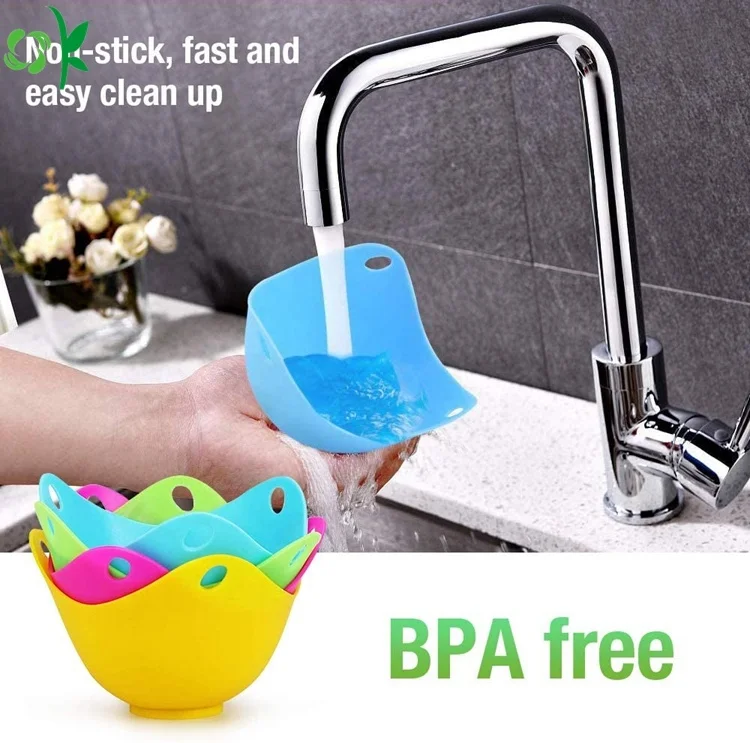 OKSILICONE Egg Poaching Cups Reusable Egg Boiled Microwave Safe Kitchen Tool Non Stick Silicone 1 Pcs/opp Bag or Customized