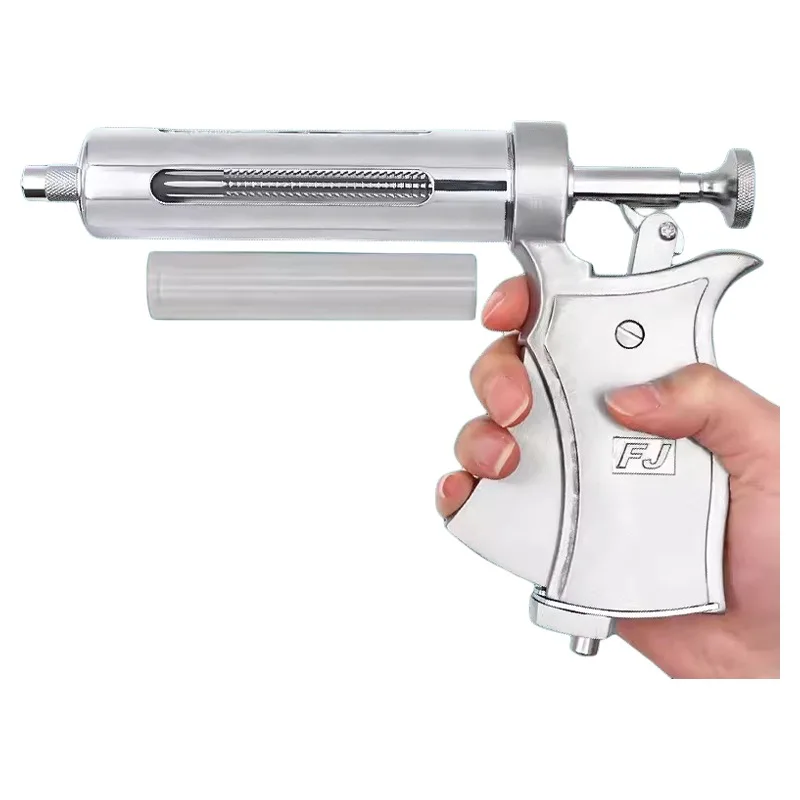 Semi-automatic Metal Syringe Injection Gun 50ml Veterinary Animal Vaccine Adjustable Syringe