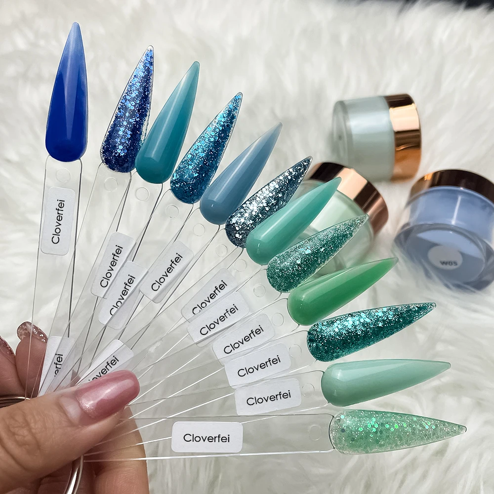 Bule Green Nail Glitter Acrylic Powder Buttery And Creamy Acrylic Powder OEM Bulk Acrylic Powder