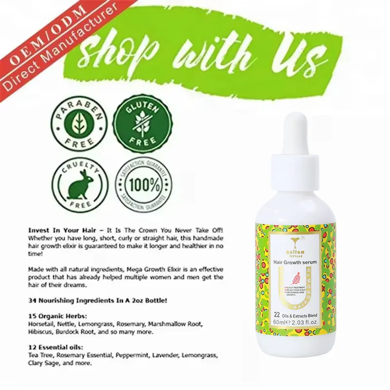 Custom private label best biotin hair vitamin growth serum oil organic rosemary  hair growth serum