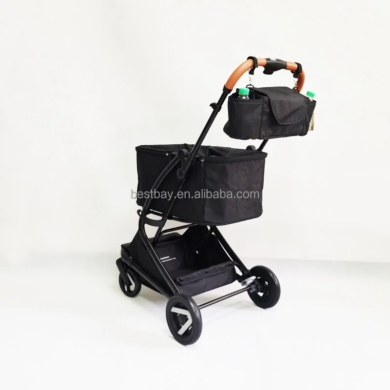 Auto folding lightweight garden park trolley/ Portable EVA wheels drawstring bag shopping cart with high-capacity bag