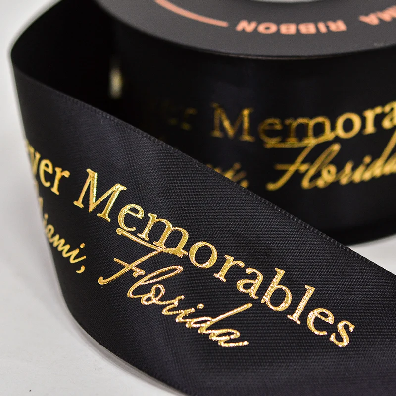 YAMA Gift Grosgrain Double Faced Satin printed Ribbon With Logo 3D Soft for gift Wrap