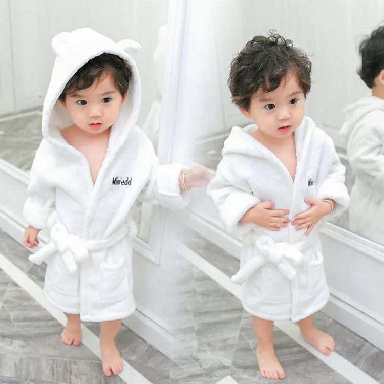 
OEM Children Sleepwear Cotton Flannel Quick Dry Baby Bath Towel Comfortable Kids Bathrobe 