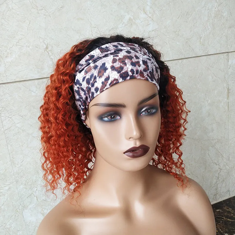 Deep wave curly 14 inch short bob T1b/350 ombre machine made Headband cuticle aligned brazilian raw indian human hair vendor wig