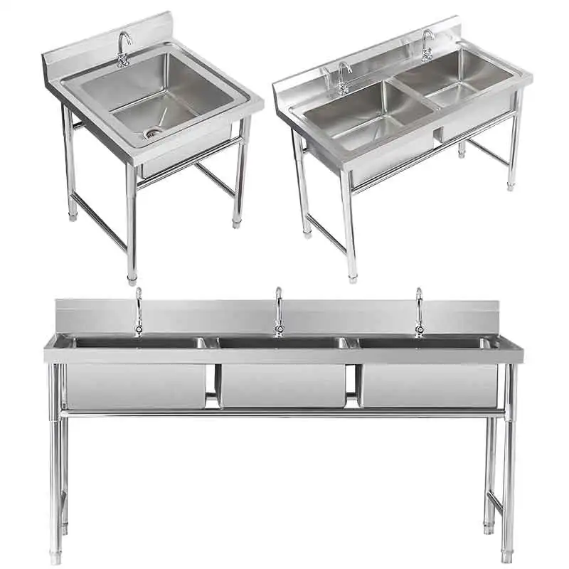 Customized Industrial portable metal 304 stainless steel wash basin Sink for restaurant hotel Factory direct sales