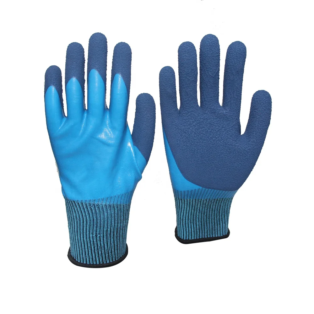 Construction safety Fully nitrile coated blend waterproof guantes hand protection latex foam coated work gloves