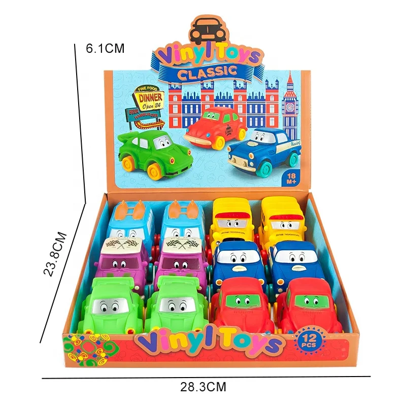 Mini car vinyl toy for baby education toys soft rubber cars cheap kids gift