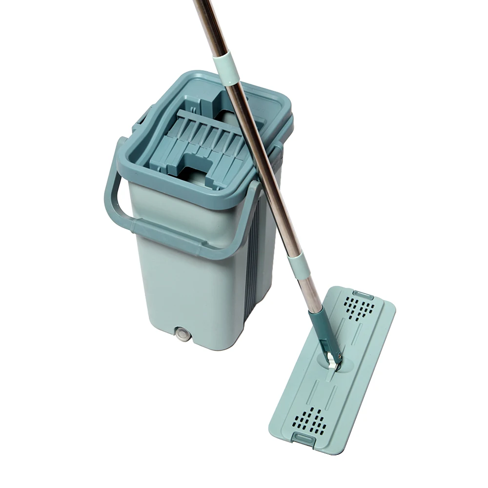 wholesale indoor cleaning floor cheap 360 microfiber hand free wash drainer squeeze wet and dry magic flat mop and bucket set