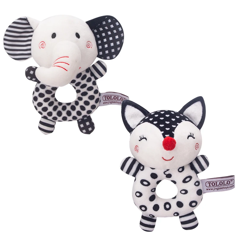 T036 Baby animal round hand ring black and white plush hand ring cartoon toy
