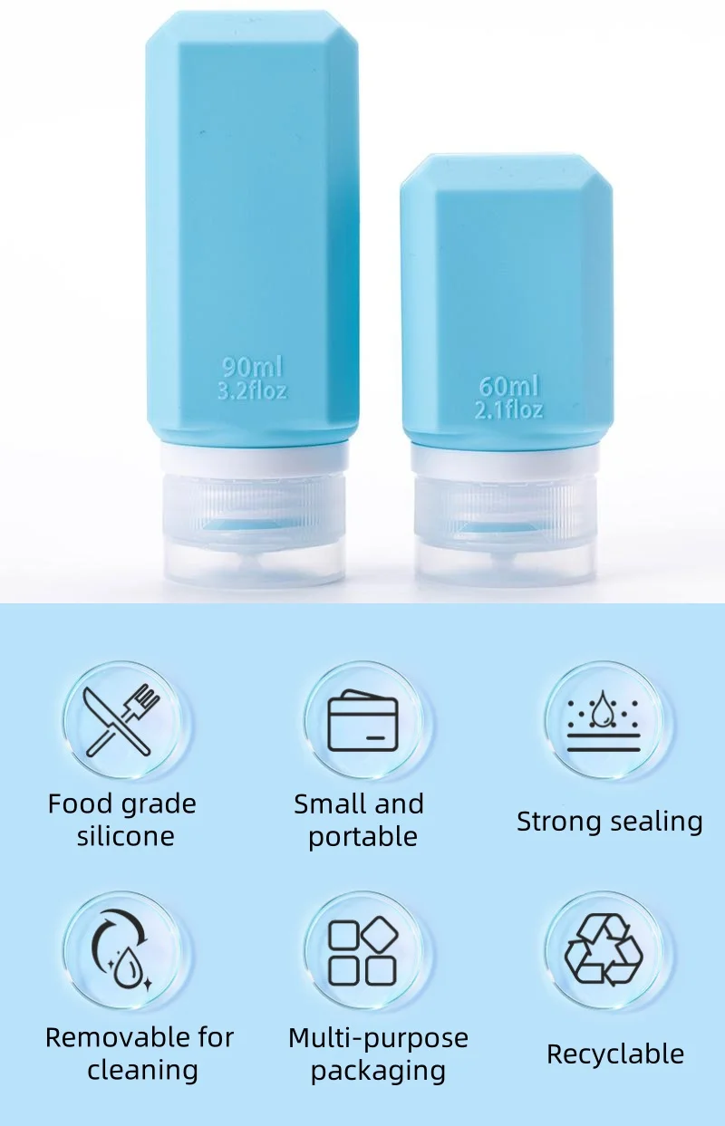 Mini silicone travel tube small accessories makeup dispenser spray bottle cosmetic storage travel amenity kit products for hotel