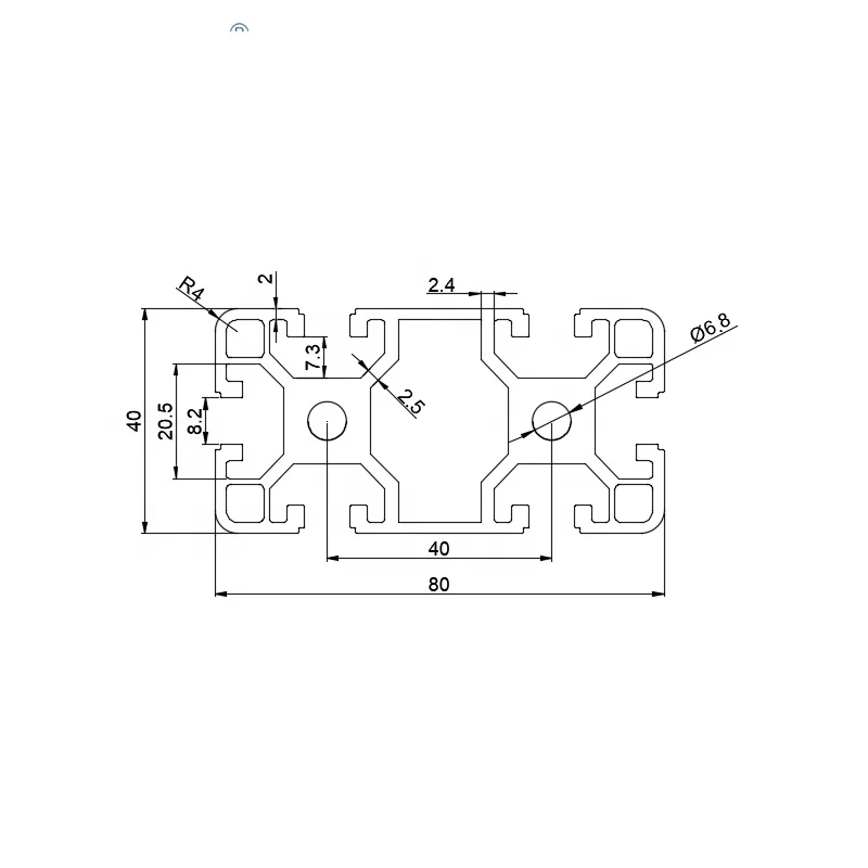 China factory OB4080A clear anodized T-Slotted Aluminum profile for work table