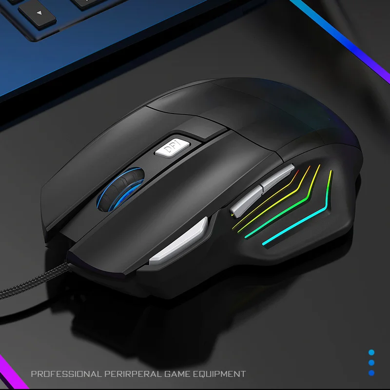 YiLing x7 Gaming Mouse 7 Keys 3200DPI Ergonomic 7 Color RGB Breathing  Wired Gaming Mouse  Laptop computer