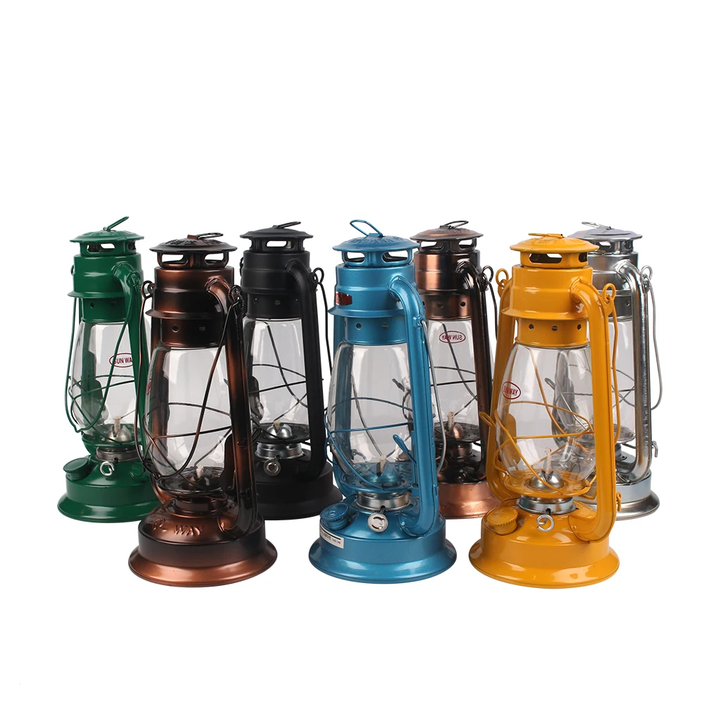 Emergency classic outdoor Camping Light decorative kerosene vintage glass metal handheld fire paraffin  oil lamp