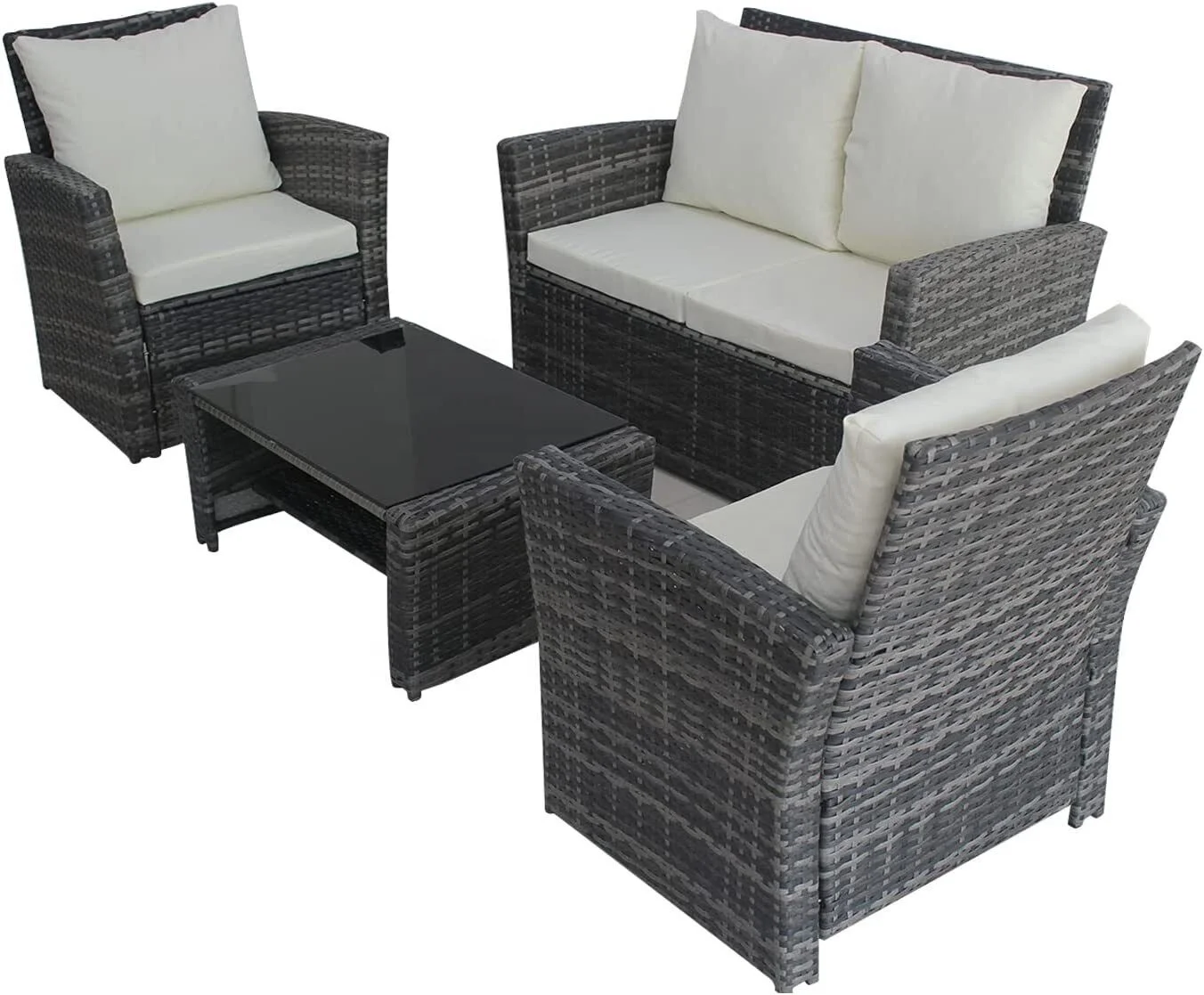 Rattan Garden Furniture Sofa 4 Piece Patio Set Table Chairs SFS009