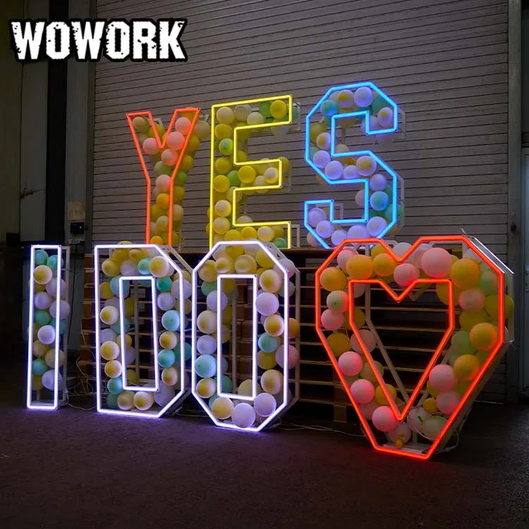 2025 WOWORK Large 3D 4ft Metal Fold up Frame Waterproof Large Light up MR&MRS Marquee Letter for Wedding Marriage Event Backdrop