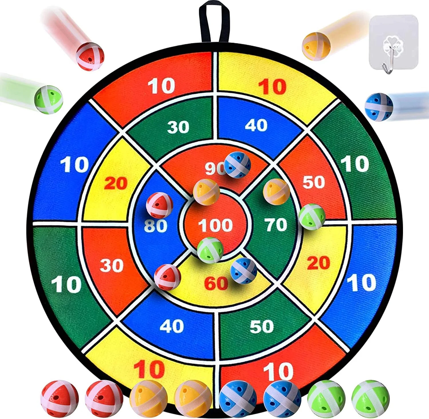 Dart Board for Kids w/ 8 Sticky Balls,Darts Board Set with Hook, Board Games Toy