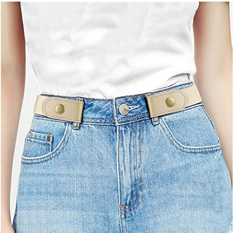 Adjustable Stretch Women Waist Belt Comfortable Invisible Canvas Elastic Jeans Pants Fabric No Buckle Belt