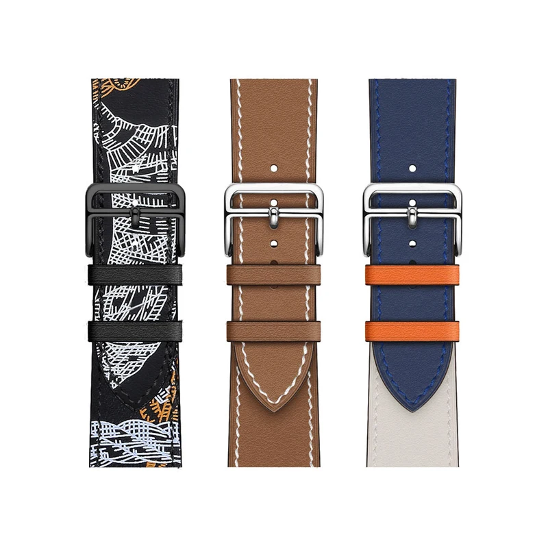 High Quality Hand-stitched Smartwatch Straps Top Grain Leather Luxury Watch Band For iWatch Series 8 7 6 5 4 Ultra