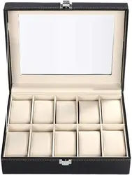 Роскошная кожаная коробка для часов на заказ, 10 ячеек, акриловый Органайзер для хранения часов, подарочная коробка
