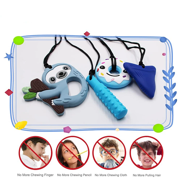 Boys And Girls Tooth Chewing Children Adhd, Autism, Chewing Necklaces Sensory Reduction Of Tooth Pain Sensory Chewing Necklaces