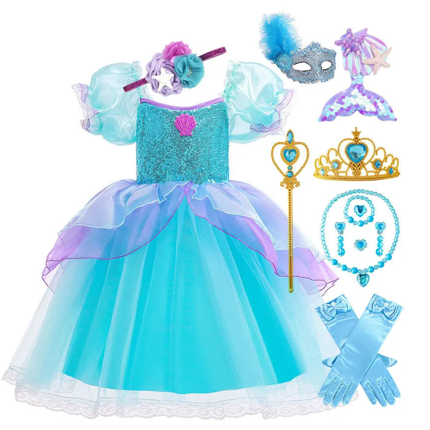 New Princess Baby Girls Kids Mermaid Costume Carnival Birthday Kids girl mermaid Halloween Christmas Children TV movie costume