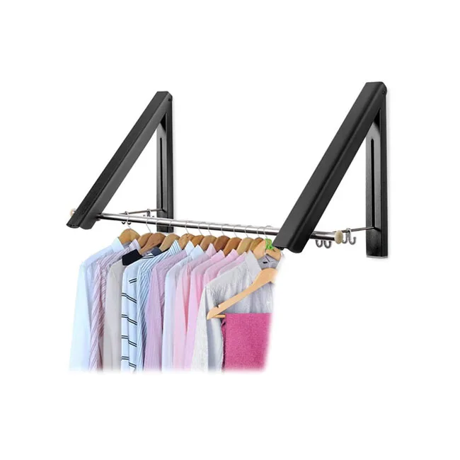 Triangle Retractable Folding Wall Mounted Clothes Hanger Rack Heavy Duty Hanging Clothes Laundry Display Rack Clothes Rack