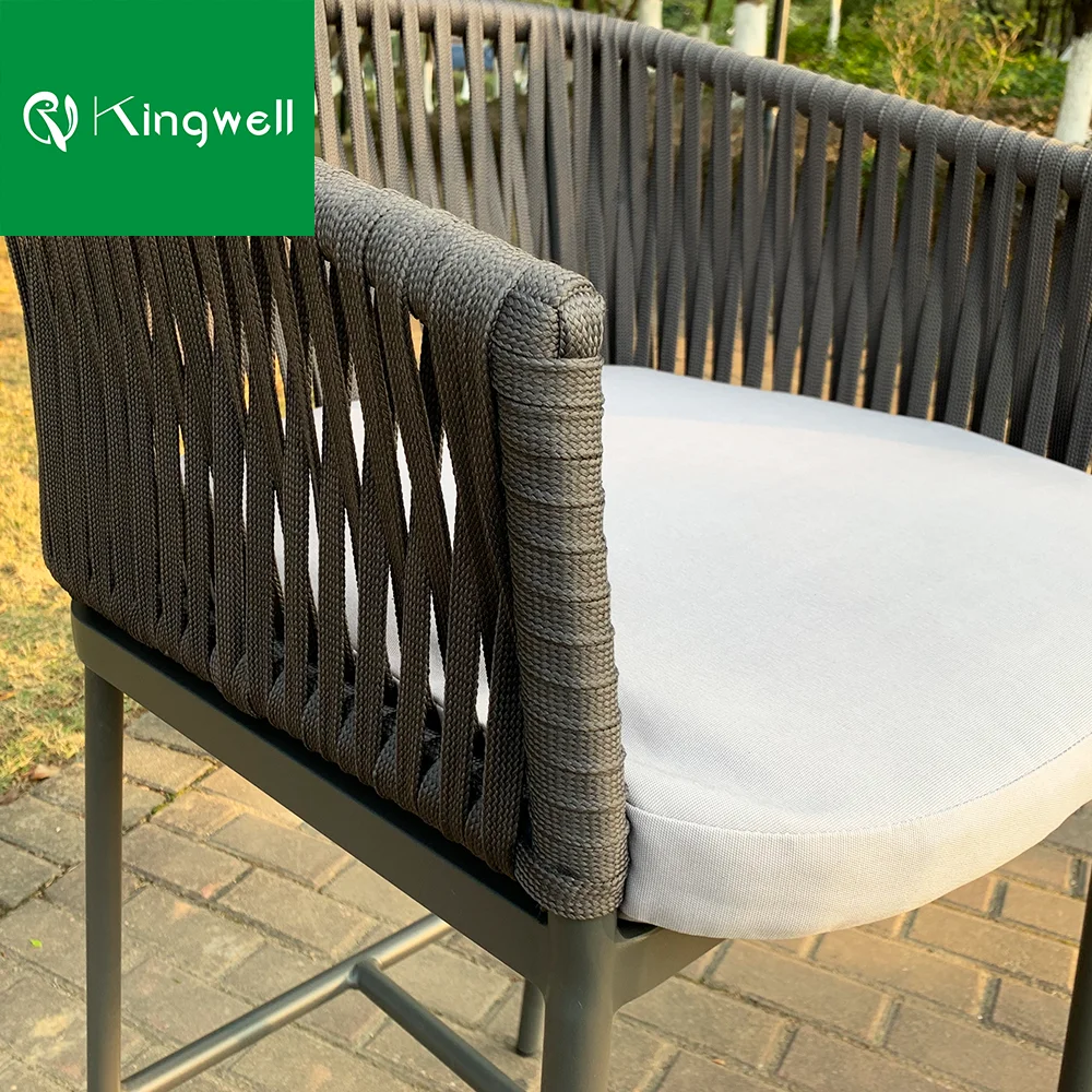 
new design high stool bar chair with rope waving for outdoor furniture 