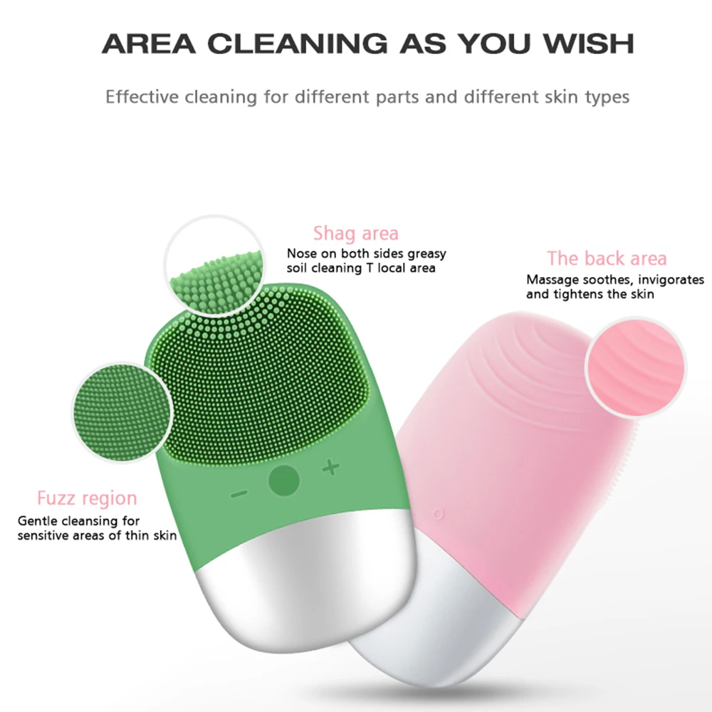  USB charge vibration pore deep cleaning silica gel massage facial cleansing
