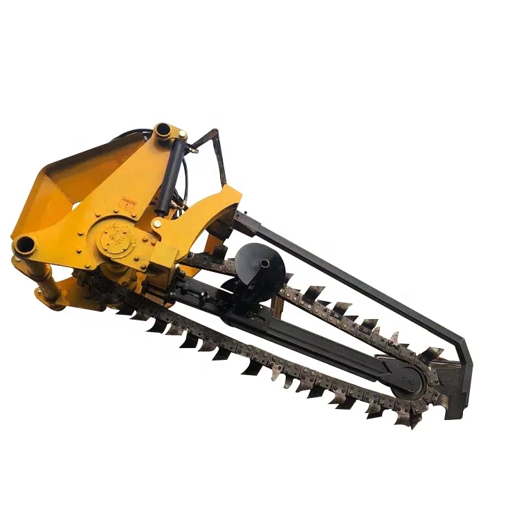 Tractor mounted trencher with pto driven pipeline chain ditcher mini chainsaw track trenching for sale
