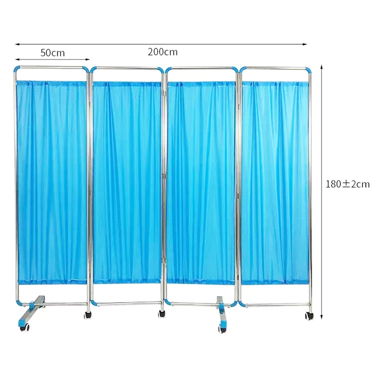 High quality hospital mobile premium stainless steel wards screen 4 folding ward screen wholesale
