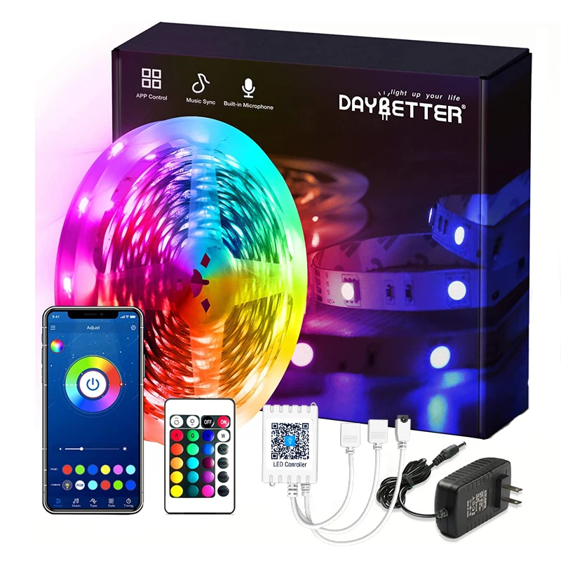 100ft 12V 30 meter 5050 RGB Red Green Blue colour Bluetooth App Control Smart LED Strip Light for Home Bedroom