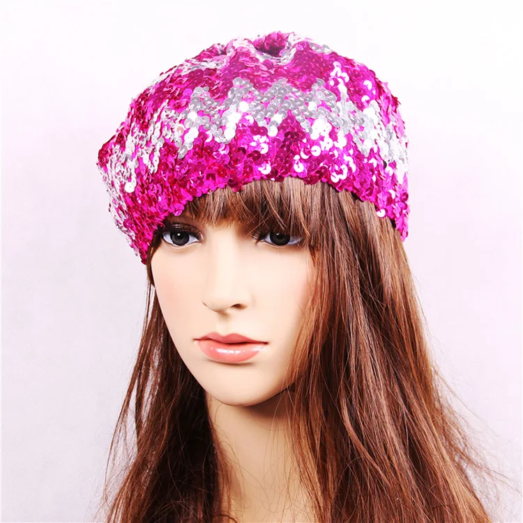 Sequins berry fashion hats wholesale circular sequined flat-topped monochromatic color can be customized factory
