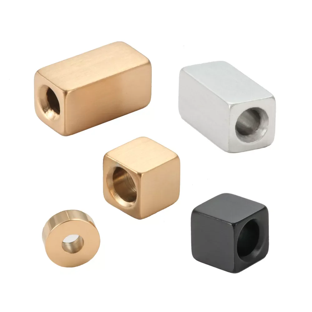 Custom Logo name Beads stainless steel Gold Beads for Jewelry Making 8mm Cube Spacer Beads Diy Bracelet Making