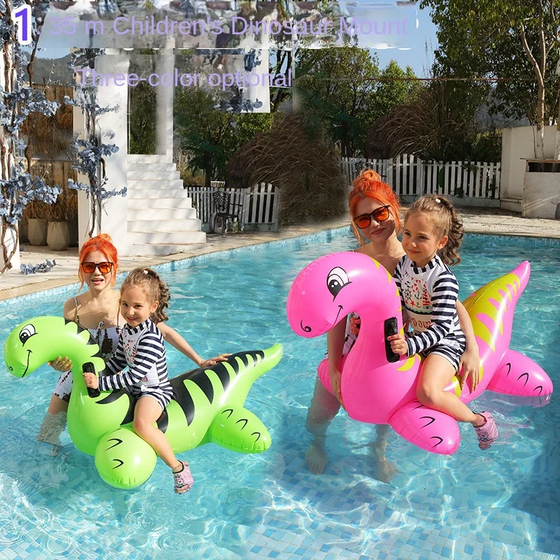 New Thickened PVC Inflatable Dinosaur Mount for Children Floating Row Baby Swimming Ring With Handle Water Play Toy